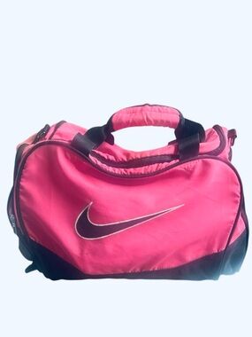 Nike Vintage Pink & Black Medium Duffle Gym Bag Swoosh Y2K 90s Retro